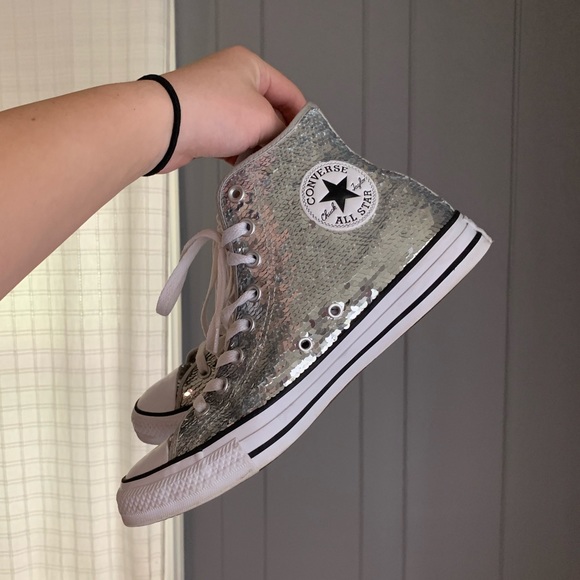 high top silver sequin converse